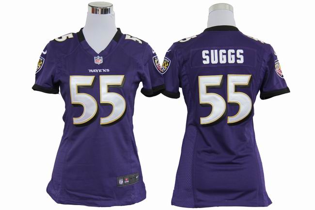 Nike Ravens 55 Suggs Purple Game Women Jerseys