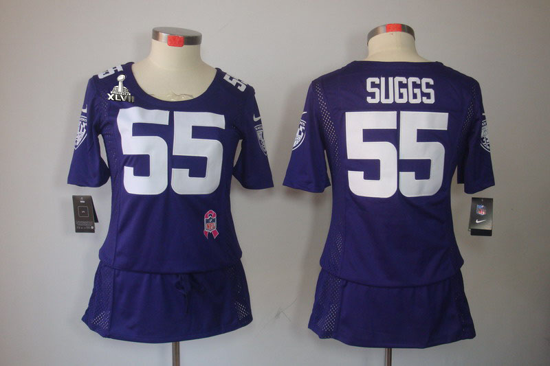 Nike Ravens 55 Suggs Purple Women Elite 2013 Super Bowl XLVII Skirts