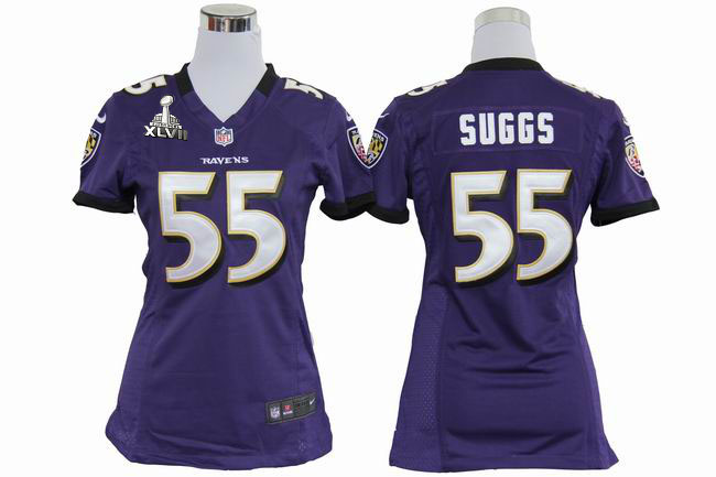 Nike Ravens 55 Suggs Purple Women Game 2013 Super Bowl XLVII Jersey - Click Image to Close