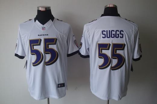 Nike Ravens 55 Suggs White Limited Jerseys