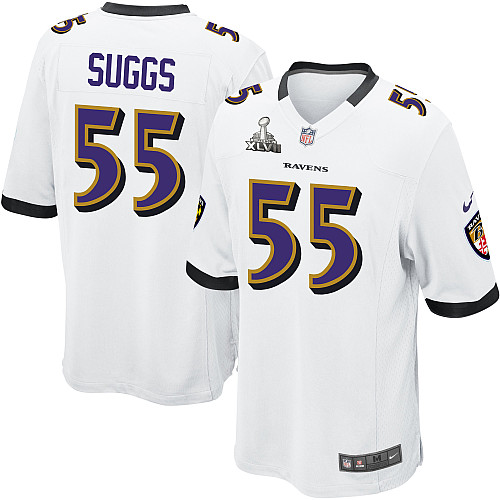 Nike Ravens 55 Suggs White game 2013 Super Bowl XLVII Jersey