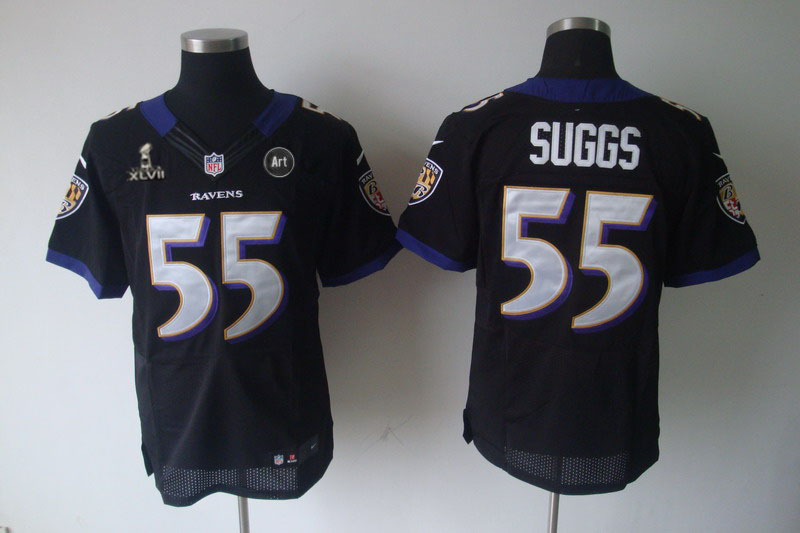 Nike Ravens 55 Suggs black Elite 2013 Super Bowl XLVII and Art Jerseys