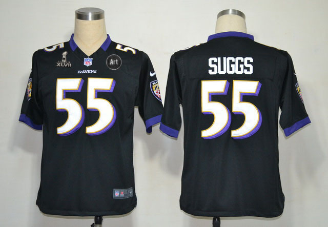 Nike Ravens 55 Suggs black Game 2013 Super Bowl XLVII and Art Jerseys