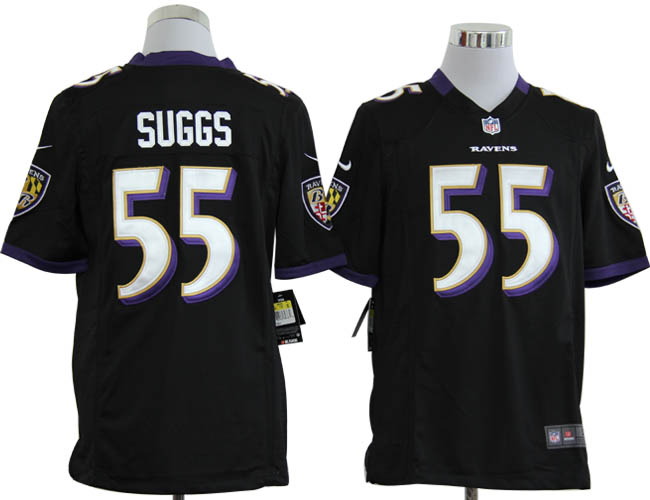 Nike Ravens 55 Suggs black Game Jerseys