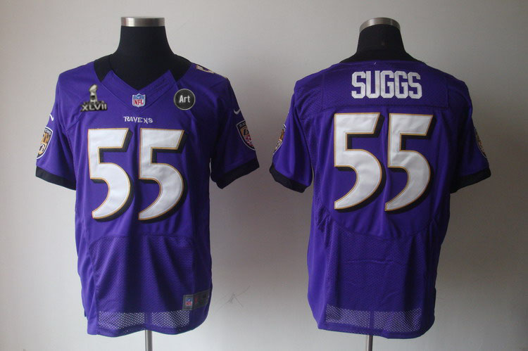 Nike Ravens 55 Suggs purple Elite 2013 Super Bowl XLVII and Art Jerseys