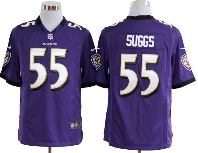 Nike Ravens 55 Suggs purple Game Jerseys