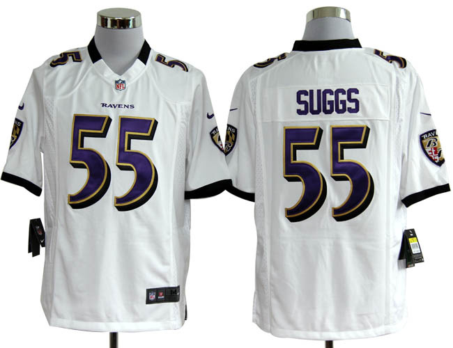 Nike Ravens 55 Suggs white Game Jerseys