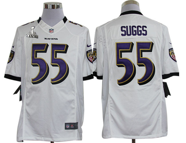 Nike Ravens 55 Suggs white limited 2013 Super Bowl XLVII Jersey