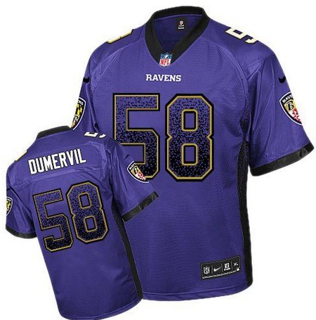 Nike Ravens 58 Elvis Dumervil Purple Elite Drift Jersey