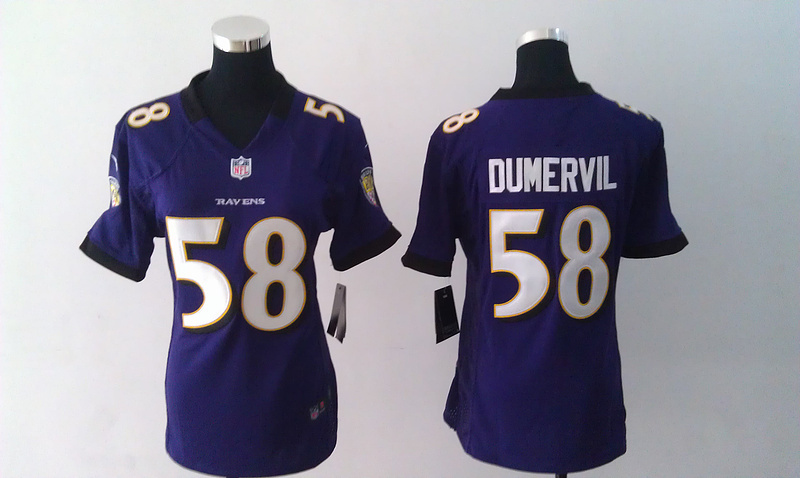 Nike Ravens 58 Elvis Dumervil Purple Women Game Jerseys