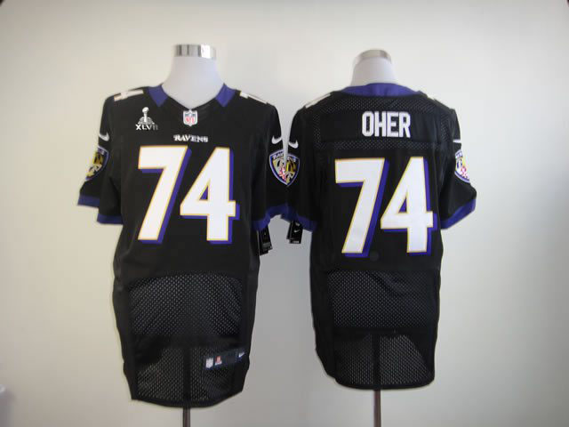 Nike Ravens 74 Oher Black Elite 2013 Super Bowl XLVII Jersey