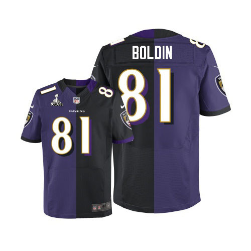 Nike Ravens 81 Anquan Boldin Purple&Black Split Elite 2013 Super Bowl XLVII Jersey