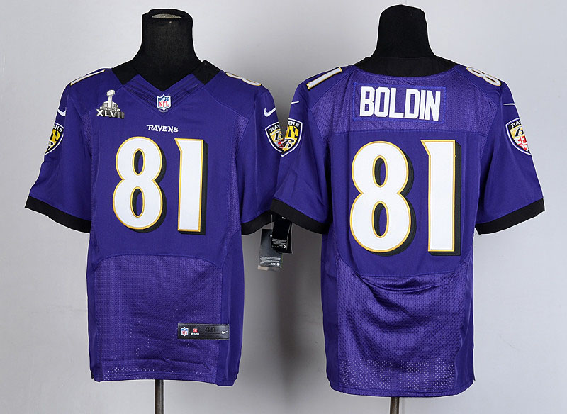 Nike Ravens 81 Anquan Boldin Purple Elite 2013 Super Bowl XLVII Jersey