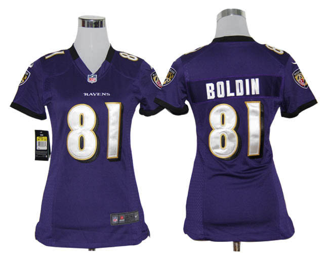 Nike Ravens 81 Boldin Purple Game Women Jerseys