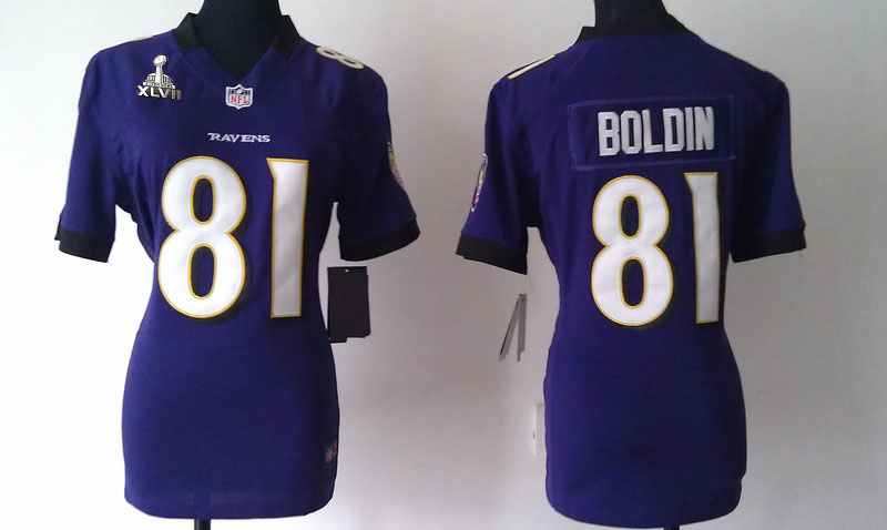 Nike Ravens 81 Boldin Purple Women Game 2013 Super Bowl XLVII Jersey