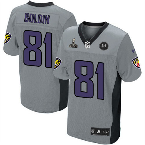 Nike Ravens 81 Boldin grey Elite 2013 Super Bowl XLVII and Art Jerseys - Click Image to Close