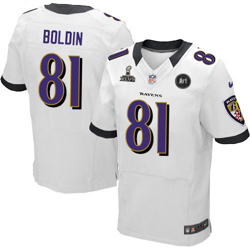Nike Ravens 81 Boldin white Elite 2013 Super Bowl XLVII and Art Jerseys - Click Image to Close