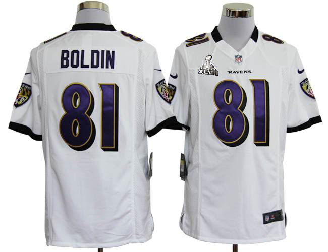 Nike Ravens 81 Boldin white Game 2013 Super Bowl XLVII Jersey