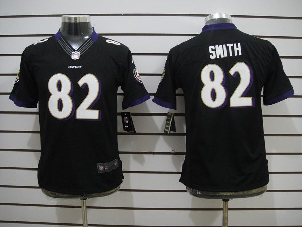 Nike Ravens 82 Smith Black Kids Limited Jerseys