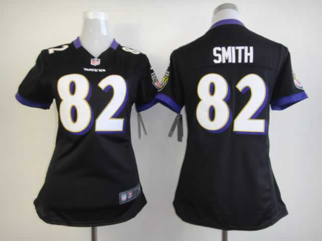 Nike Ravens 82 Smith Black Women Game Jerseys - Click Image to Close