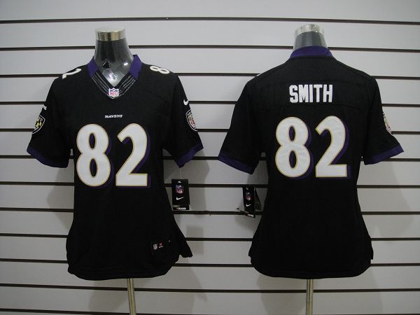 Nike Ravens 82 Smith Black Women Limited Jerseys