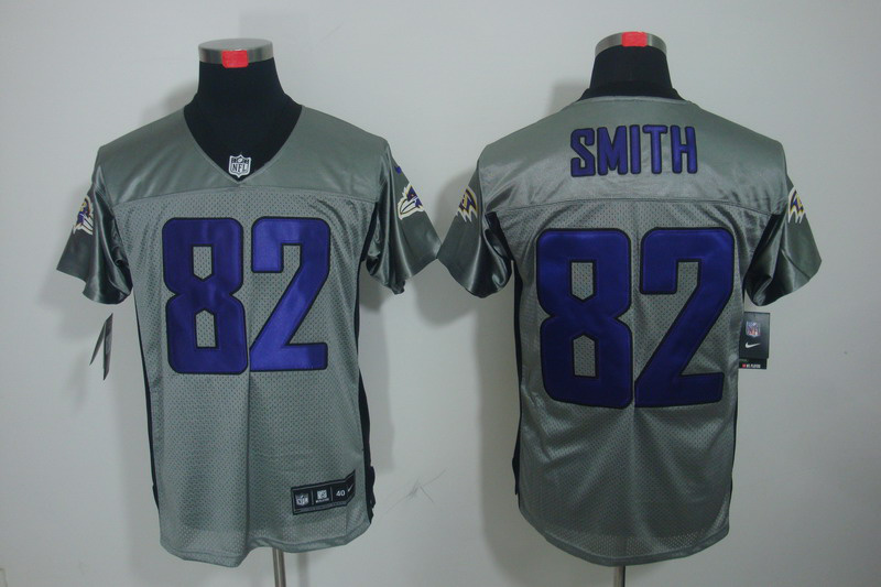 Nike Ravens 82 Smith Grey Elite Jerseys