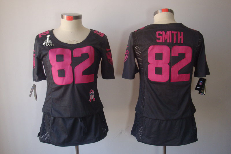 Nike Ravens 82 Smith Grey Women Elite 2013 Super Bowl XLVII Skirts