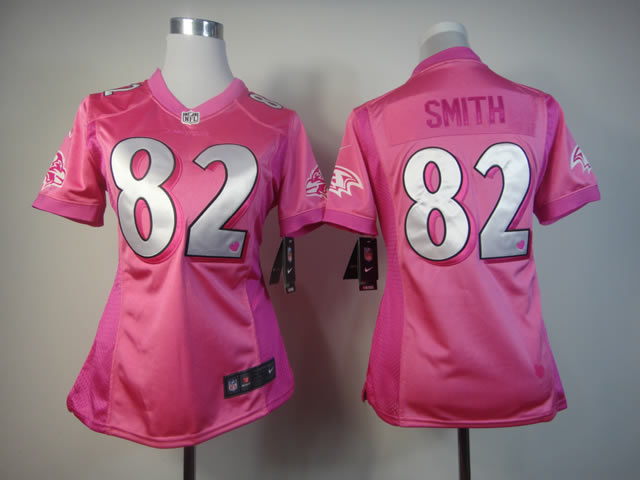 Nike Ravens 82 Smith Pink Love's Women Jerseys