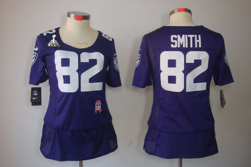 Nike Ravens 82 Smith Purple Women Elite 2013 Super Bowl XLVII Skirts