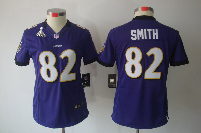 Nike Ravens 82 Smith Purple Women Limited 2013 Super Bowl XLVII Jersey