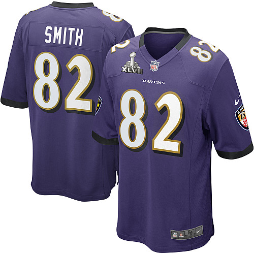 Nike Ravens 82 Smith Purple game 2013 Super Bowl XLVII Jersey