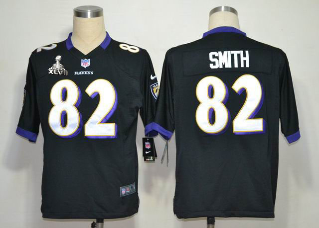 Nike Ravens 82 Smith black Game 2013 Super Bowl XLVII Jersey