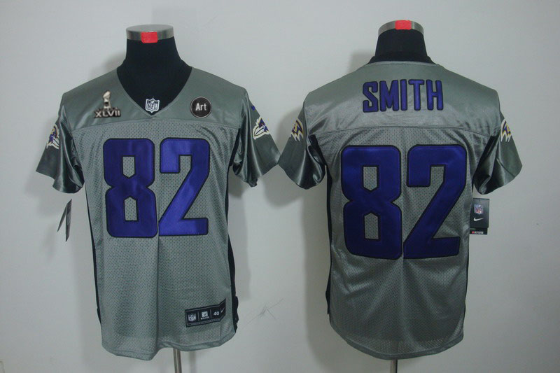 Nike Ravens 82 Smith grey Elite 2013 Super Bowl XLVII and Art Jerseys
