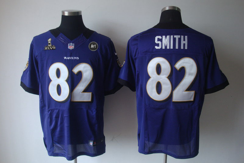 Nike Ravens 82 Smith purple Elite 2013 Super Bowl XLVII and Art Jerseys