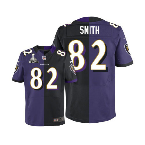 Nike Ravens 82 Torrey Smith Purple&Black Split Elite 2013 Super Bowl XLVII Jersey