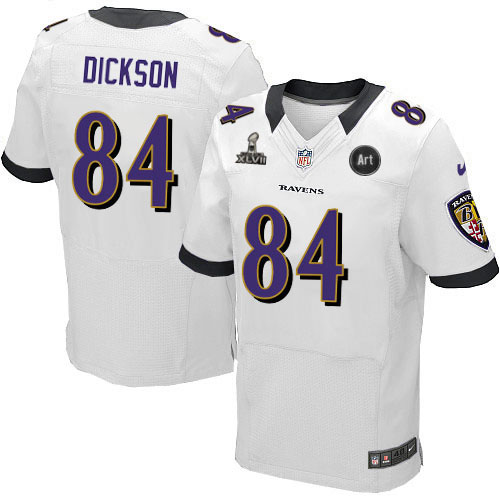 Nike Ravens 84 Dickson white Elite 2013 Super Bowl XLVII and Art Jerseys