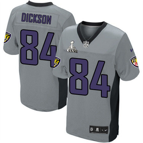 Nike Ravens 84 Ed Dickson Grey Shadow Elite 2013 Super Bowl XLVII Jersey - Click Image to Close