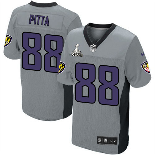 Nike Ravens 88 Dennis Pitta Grey Shadow Elite 2013 Super Bowl XLVII Jersey