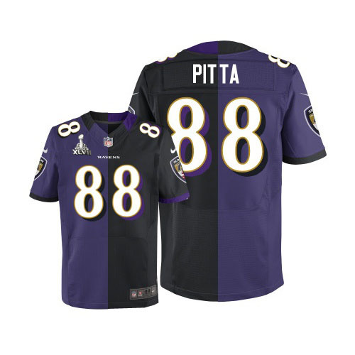 Nike Ravens 88 Dennis Pitta Purple&Black Split Elite 2013 Super Bowl XLVII Jersey