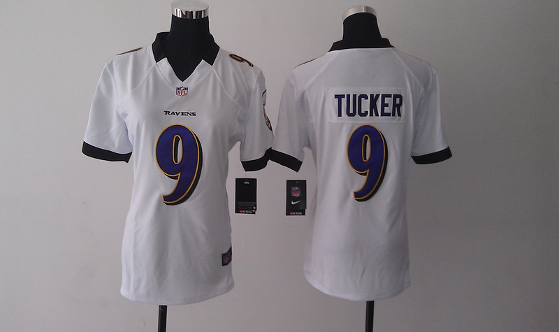 Nike Ravens 9 Tucker White Women Game Jerseys