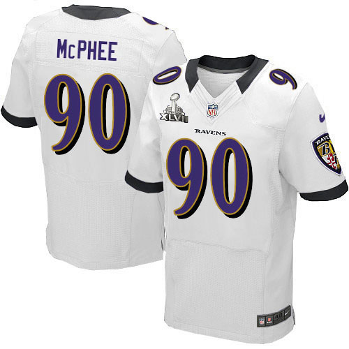 Nike Ravens 90 Pernell McPhee White Elite 2013 Super Bowl XLVII Jersey - Click Image to Close