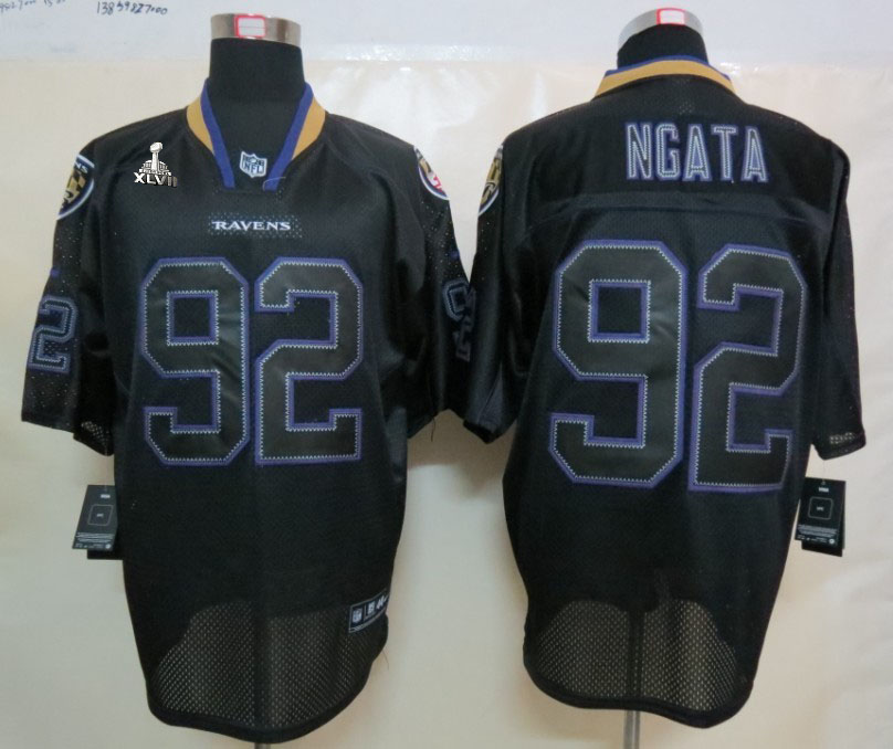 Nike Ravens 92 Haloti Ngata Black Shadow Elite 2013 Super Bowl XLVII Jersey