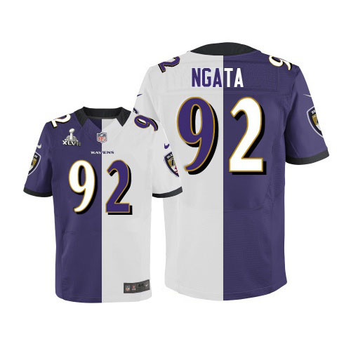 Nike Ravens 92 Haloti Ngata Purple&White Split Elite 2013 Super Bowl XLVII Jersey