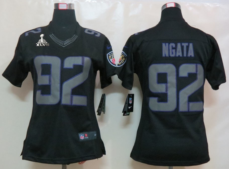 Nike Ravens 92 Ngata Black Impact Women Limited 2013 Super Bowl XLVII Jersey