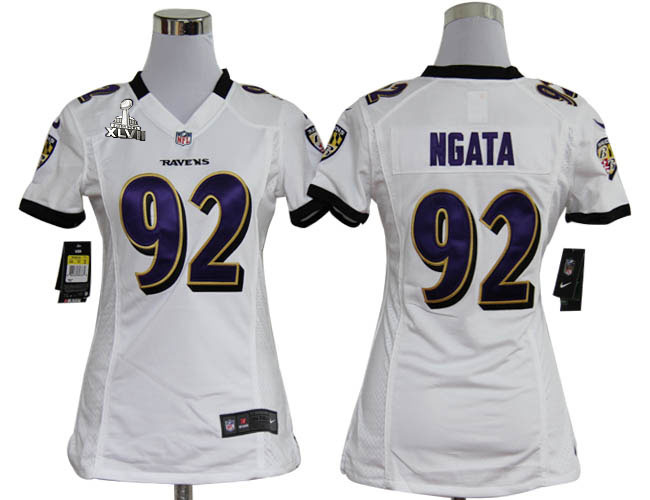 Nike Ravens 92 Ngata White Women Game 2013 Super Bowl XLVII Jersey