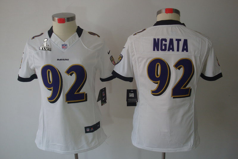 Nike Ravens 92 Ngata White Women Limited 2013 Super Bowl XLVII Jersey