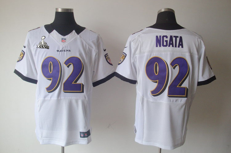Nike Ravens 92 Ngata white Elite 2013 Super Bowl XLVII Jersey