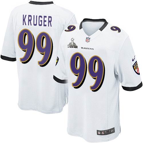 Nike Ravens 99 Kpuger white Game 2013 Super Bowl XLVII Jersey