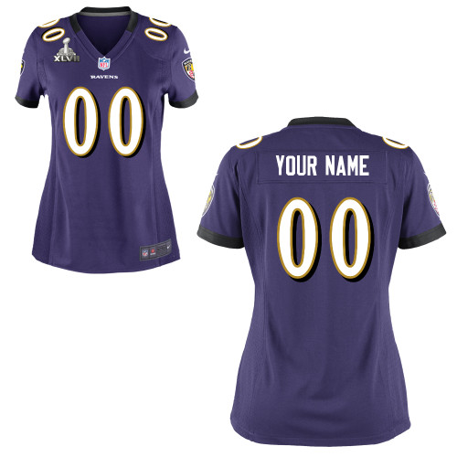 Nike Ravens Purple 2013 Super Bowl XLVII Women Custom Jersey