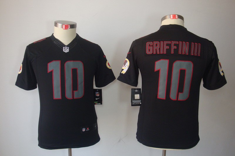 Nike Redskins 10 Griffin III Black Impact Kids Limited Jerseys
